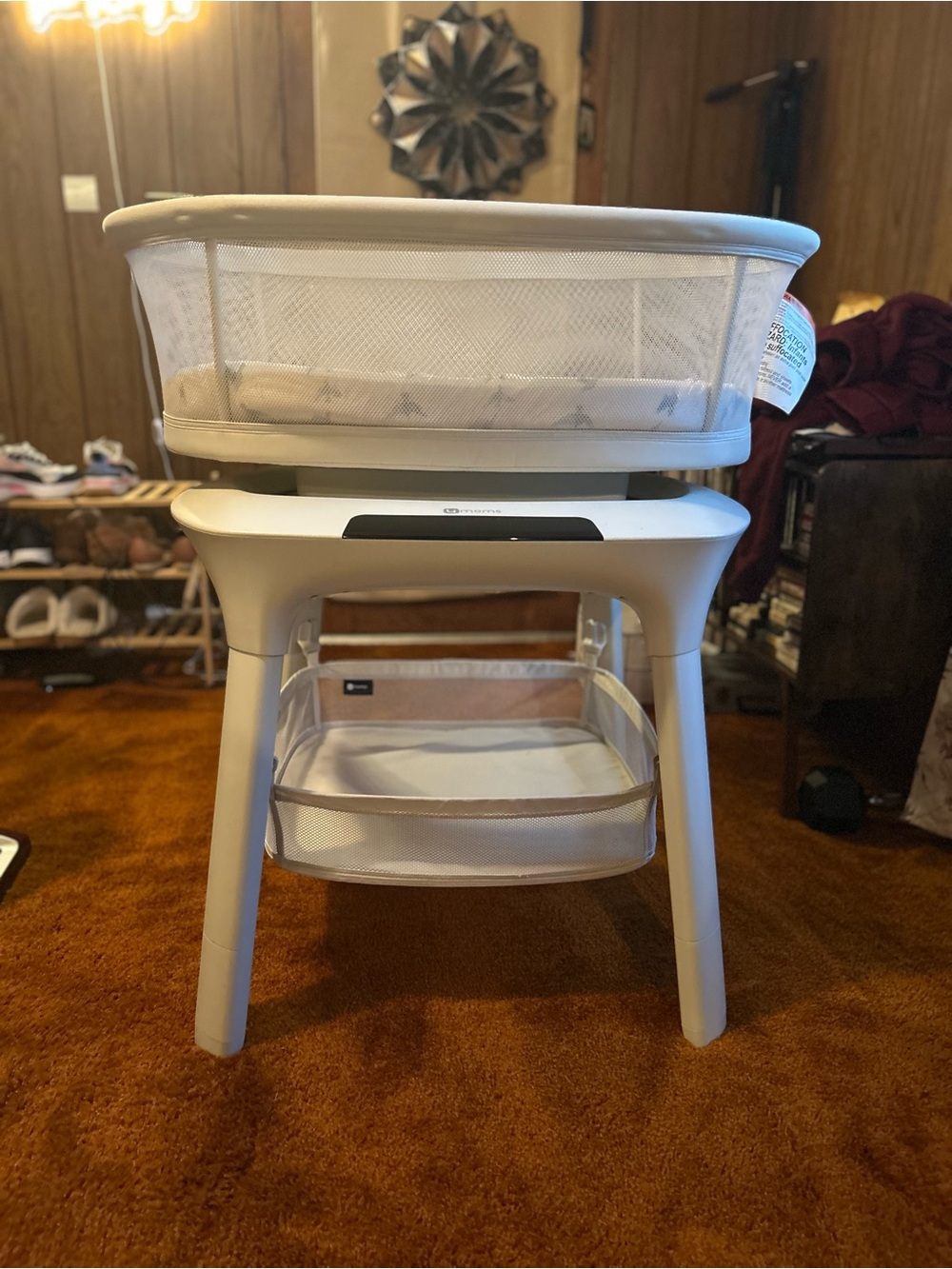 4moms White Baby Bassinet with Storage Shelf